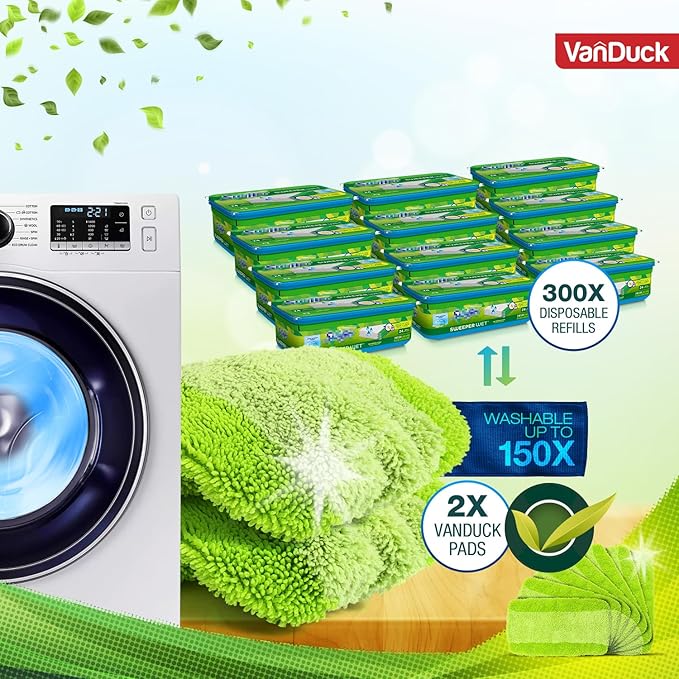 VanDuck Reusable Mop Pads Compatible with Swiffer Sweeper (6-Pack) - Washable Microfiber Mop Pads for Wet & Dry Use - All Purpose Floor Mopping and Cleaning Product