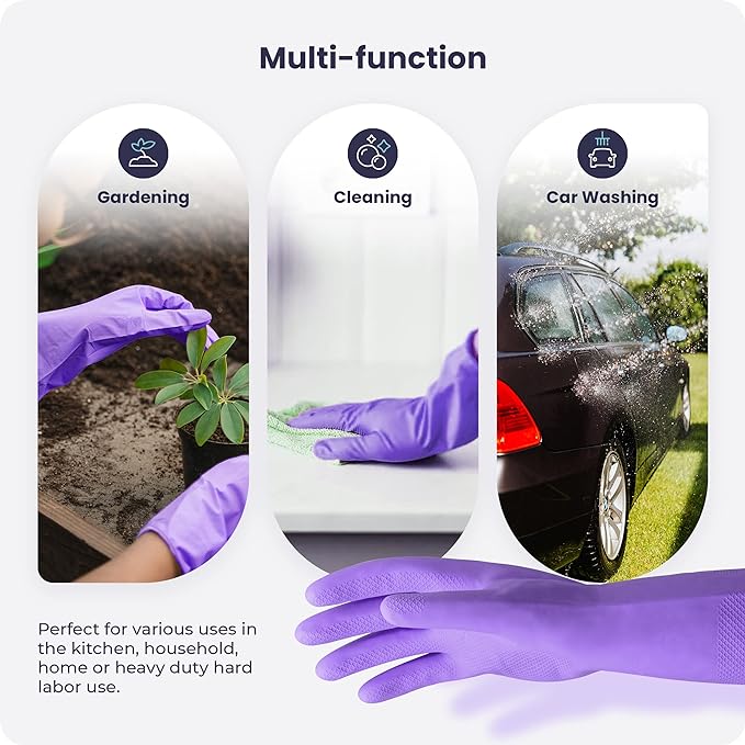 FMP Brands 3/6/12/60 Pairs Cleaning Gloves, Waterproof Rubber Gloves for Washing Dishes, Non-Slip Latex Dishwashing Gloves