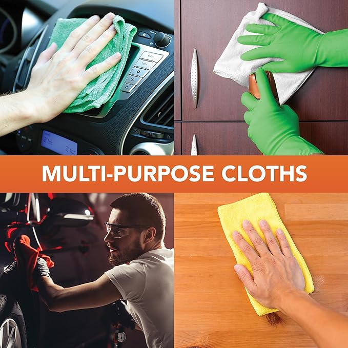 Arkwright Microfiber Cleaning Cloths - (Pack of 12) Lint & Streak-Free Drying Wash Towels, 320 GSM Super Absorbent & Quick Dry, Perfect Cleaner for Car, Glass, and Window, 12 x 12 in, Yellow