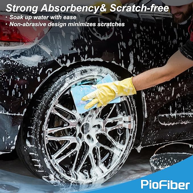 Shop Towels – 20 Pack Edgeless Microfiber Cleaning Cloths, 12"x12" Lint-Free, Reusable Towels for Car Detailing, Kitchen, Garage & Glass – Quick Dry Rags