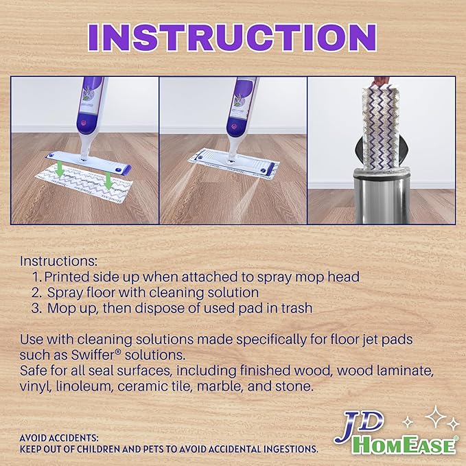 24 Pack Microfiber Power Mop Pads for Swiffer Power Mop only, Disposable Deep Clean Replacement Mopping Pads