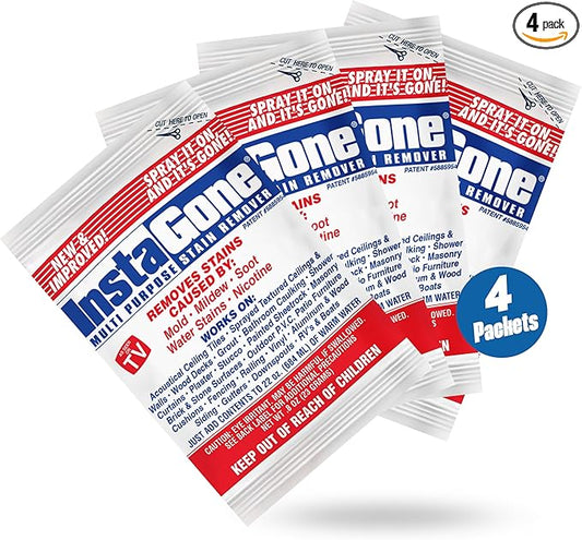 Stain Remover - 4 Pack REFILL (No Bottle) - Indoor/Outdoor Ceiling, Wall, Bathroom, Roof, PVC Fences, Patio Furniture, Vinyl Siding, Concrete & More