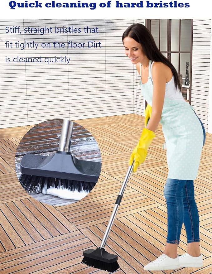 Push Broom Brush Stiff Bristles Floor Cleaning Brush Multi-Purpose Scrubber Brushes for Bathroom Bathtub Tile Floor Deck Patio