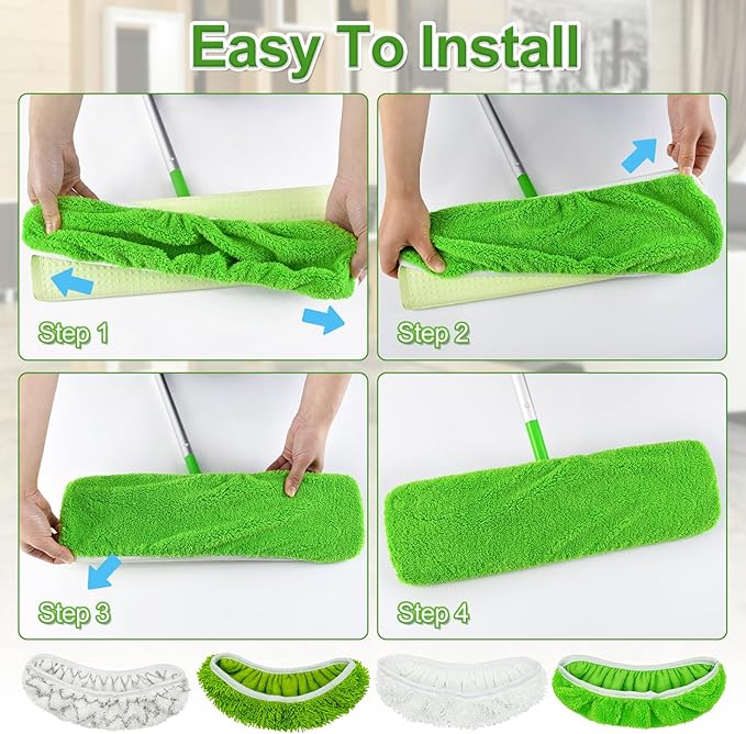 8 Pack Microfiber Mop Pads for Swiffer XL Mops Reusable Wet and Dry Mopping Cloths Compatible with Swiffer Sweeper XL,Washable XL Mop Refill Replacement for All Hardwood Dry & Wet Cleaning