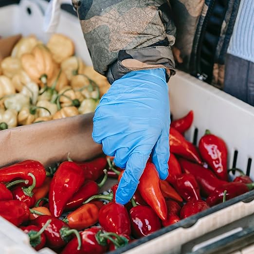 Disposable Nitrile Exam Gloves, Blue, Nitrile Gloves Disposable Latex Free, Medical Gloves, Cleaning Gloves, Food-Safe Rubber Gloves, Powder Free, Non-Sterile, 50-ct Box (Small)