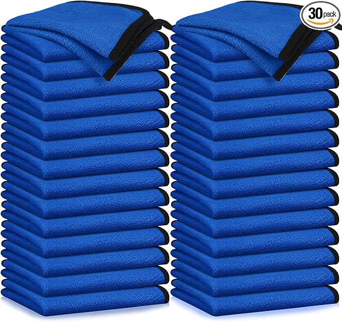 Tallew 40 Pcs Microfiber Towels 16 Inch x 16 Inch Microfiber Cloth Car Drying Towels for Cars Washing Polishing Office Windows Cleaning Household Supplies (Blue)