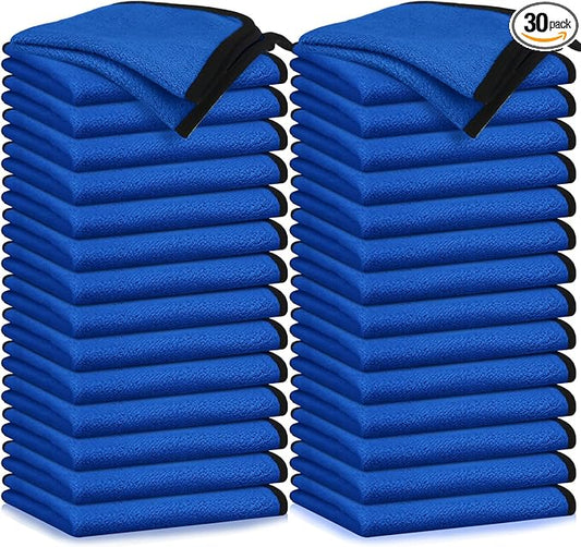 Tallew 40 Pcs Microfiber Towels 16 Inch x 16 Inch Microfiber Cloth Car Drying Towels for Cars Washing Polishing Office Windows Cleaning Household Supplies (Blue)