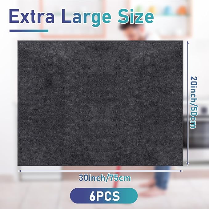 Newwiee 6 Pcs Extra Large Microfiber Cleaning Cloth 30" x 20" Washable Reusable Microfiber Towel Streak Free Lint Free Cloth for Cleaning Home Glass Office Window Bathrooms (Gray)