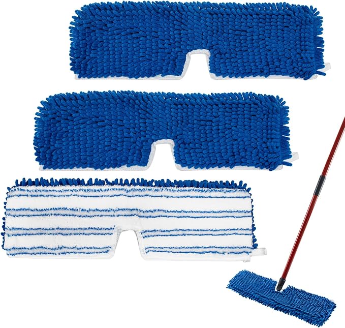 3 Pack Mop Heads Replacements for Ocedar Dual-Action Flip Mop, Spin Mop Replace Heads with Microfiber&Chenille Mop Refills Double Sided for All Floor Dry/Wet Use,Machine Washable,Reusable Mop Pads
