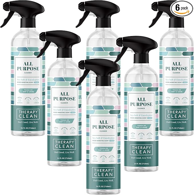 Therapy Clean All Purpose Cleaner Sea Salt & Eucalyptus (Pack of 6) - 100% Natural Fragrance, Plant-Based Multipurpose Cleaner