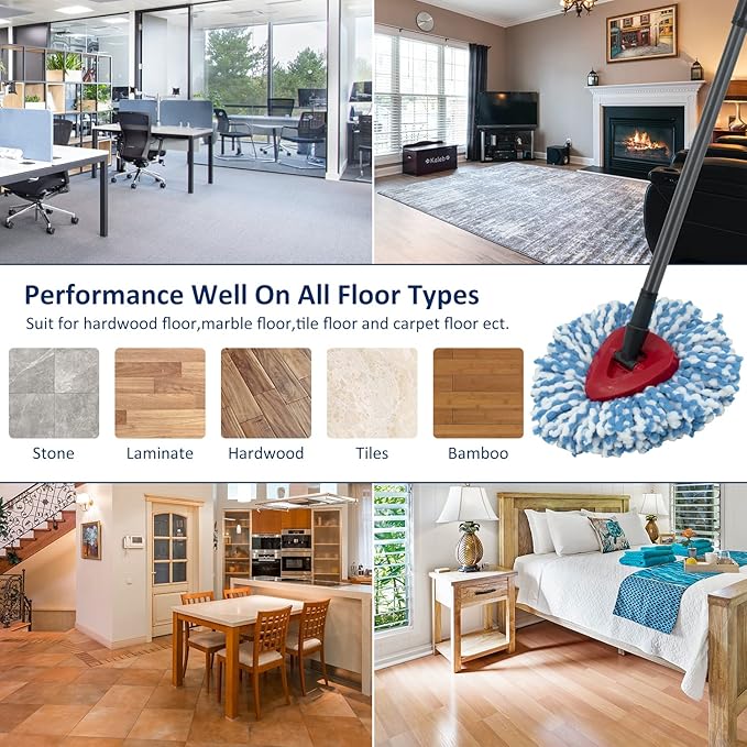 Spin Mop Head Replacements Compatible with Ocedar RinseClean 2 Tank System,Mop Head Refill Replacement for O-cedar 2 Tank System - Easy to Replace,100% Microfiber, All Hard-surfaced Floor Clean 3 Pack