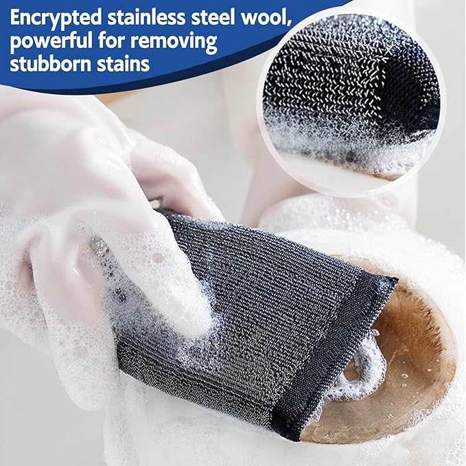 Kitchen Sponges for Dishes - Steel Wool Scrubber Sponges for Kitchen Heavy Duty Non-Scratch Scrubbing Cleaner (6 Pack)