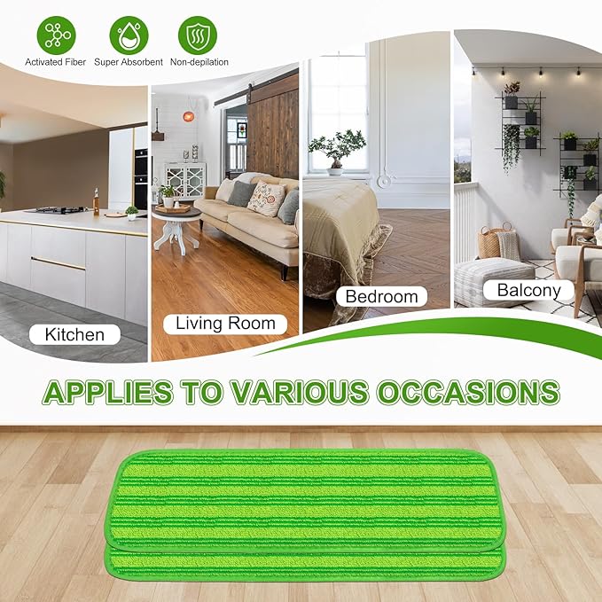 Upgraded Reusable Mop Pads Compatible with Swiffer PowerMop, Mop Refill Pads Replacement for Swiffer Power Mop Spray Mopping Pads for Multi-Surface Floor Cleaning, Quality Cationic Material & Washable