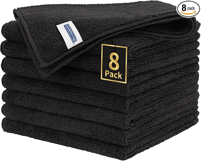 HOMERHYME Premium Microfiber Cleaning Cloth, 8 Pack, 12.6" x 12.6" Cleaning Towels, Lint-Free & Streak-Free, Ultra Absorbent, 300GSM, Reusable Microfiber Towel for Cars Kitchen Garage House Office