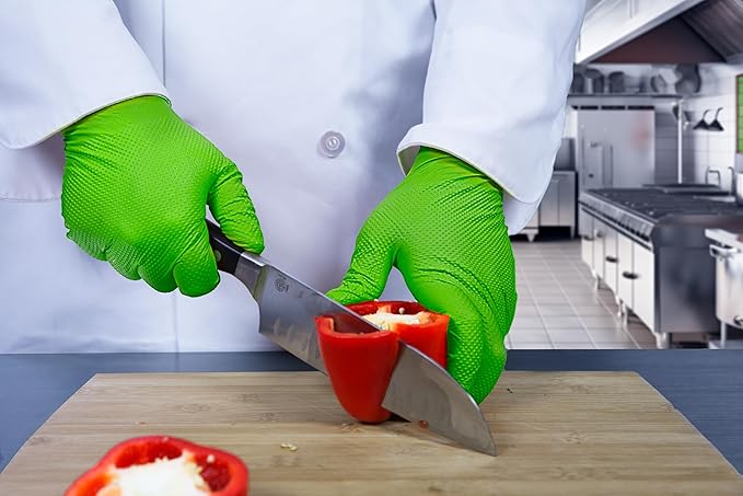 GLOVEWORKS HD Green Nitrile Gloves, 8 mil Nitrile Gloves Medium-XXL Sizes, Nitrile Disposable Gloves with Raised Diamond Grip