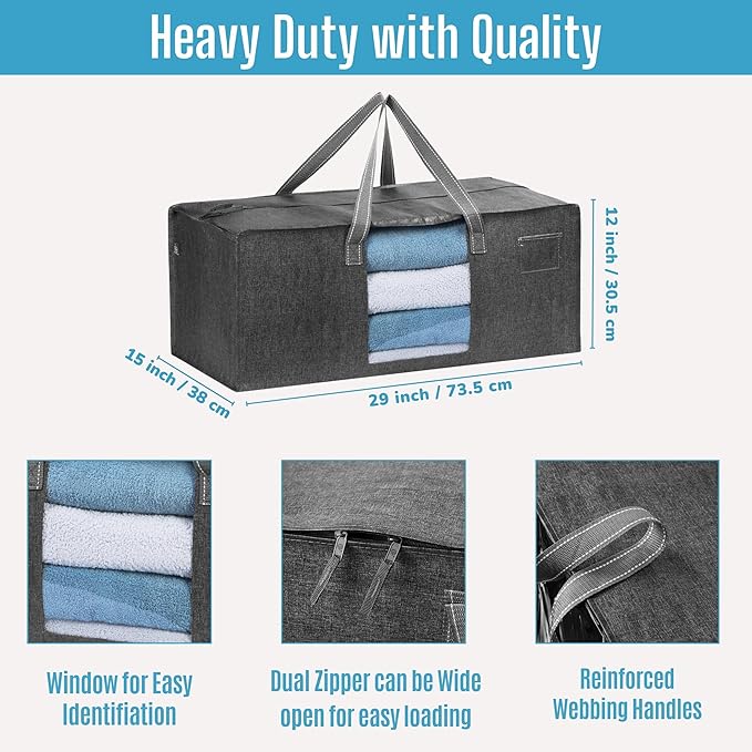 VENO 10 Pack Moving Bags Extra Large Storage Bags for College Move-In, Heavy-Duty Storage Totes, Packing Boxes, and Wardrobe Moving Supplies - Durable Laundry Bags for Clothes (Gray w/Window, 10 Pack)