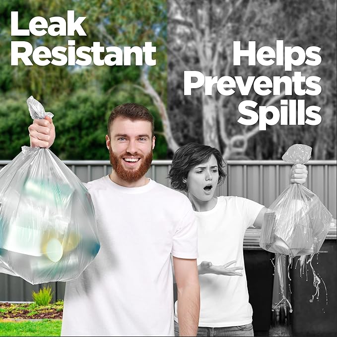 ToughBag 50 Gallon Trash Bags Heavy Duty, Clear Trash Bags (200 COUNT) - Made in USA