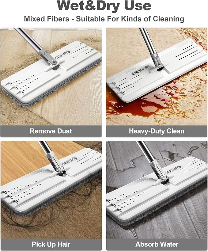 JOYMOOP Flat Mop Pad, Microfiber Mop Pad, Squeeze Mop Pads Replacement, 13" Refill 1 Pack - Grey