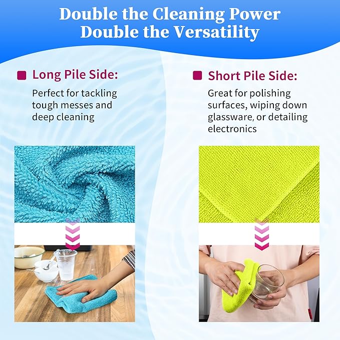 FIXSMITH Microfiber Cleaning Cloth - Pack of 24, Multi-Functional Cleaning Towels, Size: 12 x 16 in, Highly Absorbent Cleaning Rags, Lint-Free, Streak-Free Cleaning Cloths for Car Kitchen Home Office