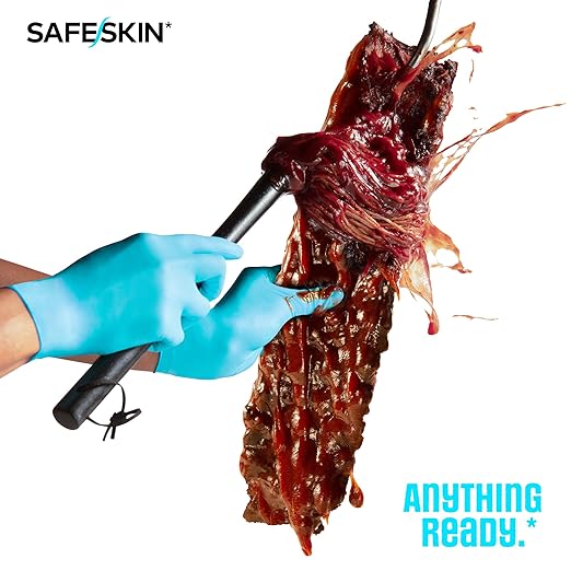 SAFESKIN Nitrile Disposable Gloves, Medium Duty, Large Size, Powder-Free - For Food Handling, First Aid, Cleaning, Gardening, Crafting - Exam Gloves, 100-Count