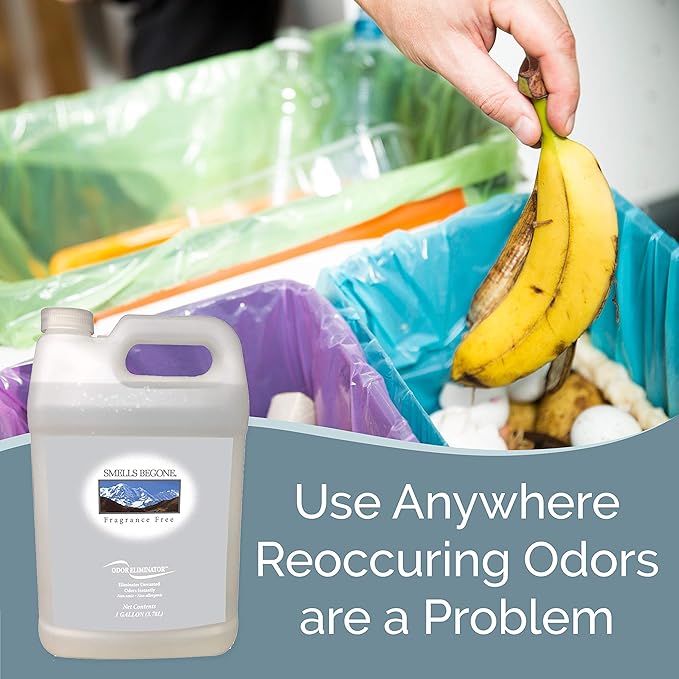 SMELLS BEGONE 1-Gallon Air Freshener Spray - Odor Eliminator - Eliminates Odors from Smoke, Trash Cans, Pets, Cars and Boats - Fragrance Free