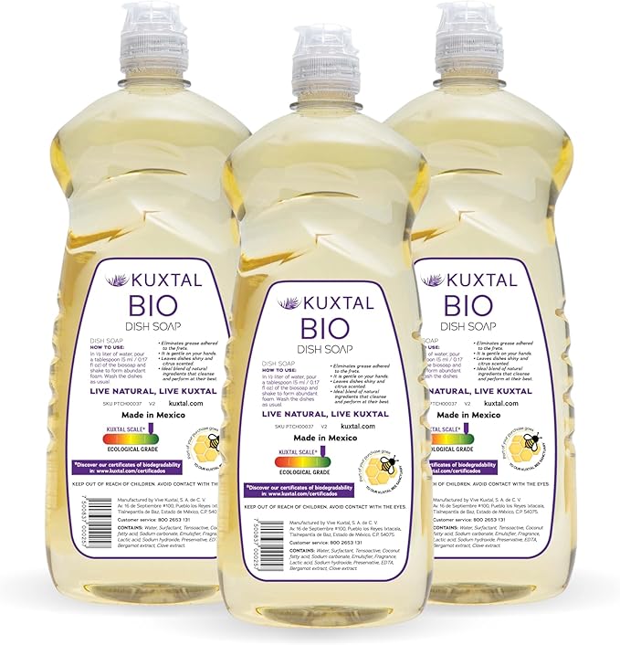 Dish Soap Liquid – 3 Pack | 27.7 fl oz Each | Biodegradable & Eco-Friendly | Naturally Derived Ingredients | Gentle on Hands, Tough on Grease | Natural Citrus Scent