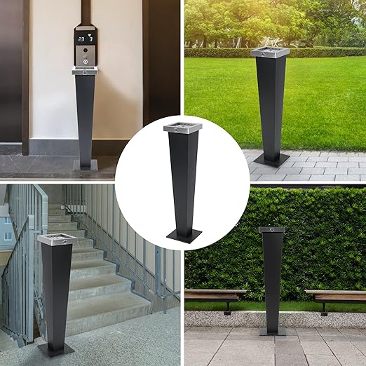 Commercial Trash Receptacle Outdoor, Standing Trash Can with Lock Design, Large Capacity Inner Bucket, Metal Trash Bin for Porch Patio Yard Driveway Backyard Office