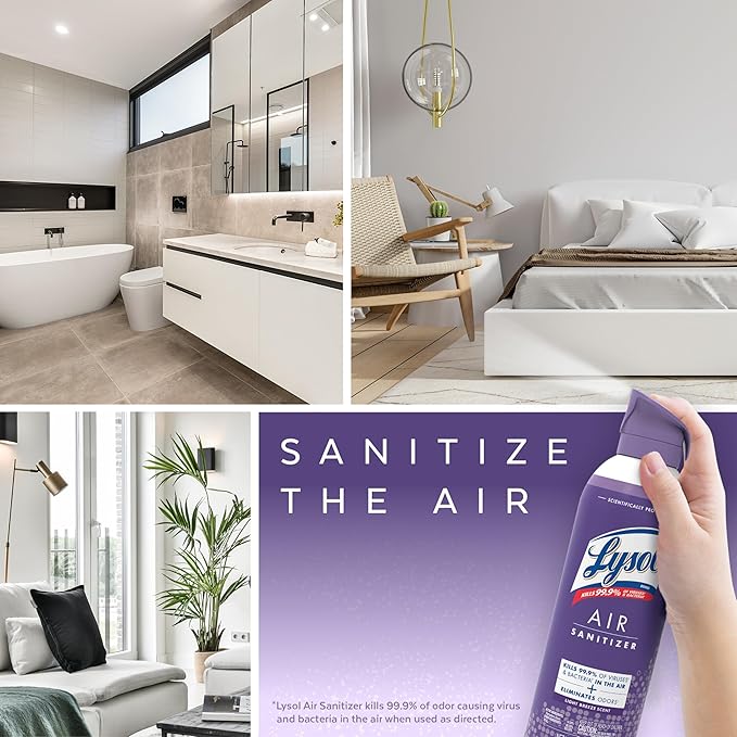 Lysol Air Sanitizer Spray with Odor Eliminator for Home & Office, Sanitizing Spray, Air Freshener Alternative, Light Breeze Scent, 10 oz (Pack of 3)