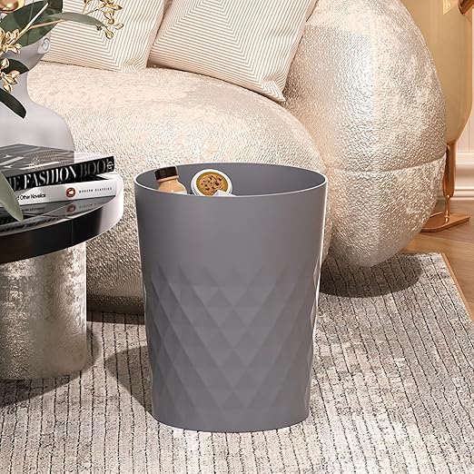 1.8 Gallon Small Trash Can 2 Pack Bathroom Garbage Can Waste Basket Recycling Bin for Dorms Bedrooms Offices Kitchens, Grey