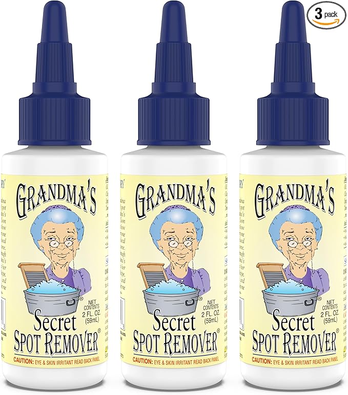 Grandma's Secret Spot Remover Laundry Spray - Chlorine, Bleach and Toxin-Free Fabric Stain Remover for Clothes - Removes Oil, Paint, Blood and Pet Stains - 2 Oz, 3 Pack