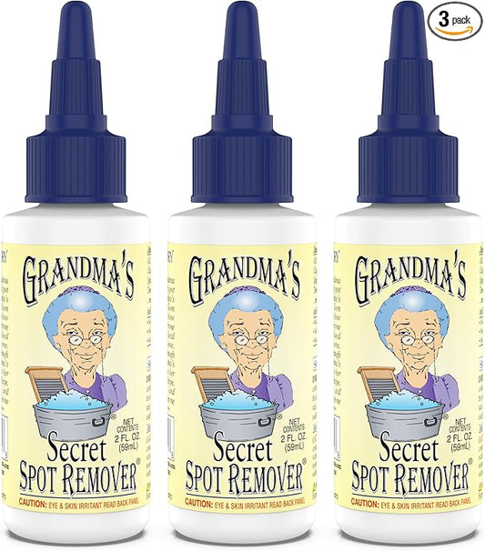 Grandma's Secret Spot Remover Laundry Spray - Chlorine, Bleach and Toxin-Free Fabric Stain Remover for Clothes - Removes Oil, Paint, Blood and Pet Stains - 2 Oz, 3 Pack