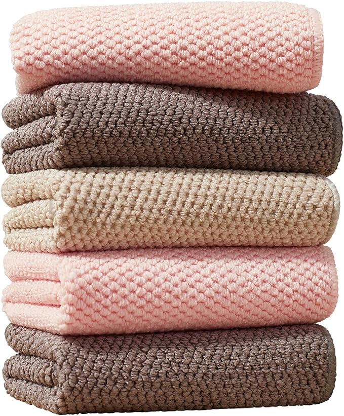 JOYMOOP Microfiber Cleaning Cloth, Soft Absorbent Cloth, Multi-Purpose Cleaning Cloth, Highly Absorbent Cleaning Rags, Lint-Free, Streak-Free Cleaning Cloths for Kitchen Home Office, 5Pcs