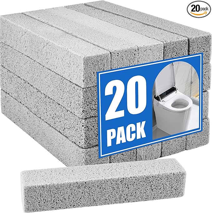 20 Pack Pumice Stone Toilet Bowl Cleaner, Pumice Stone for Cleaning Stick Hard Water Rings, Calcium Buildup & Stains, Safe for Bathroom, Sink, Tub, Grill, Oven, Pool Tile (Small Size)