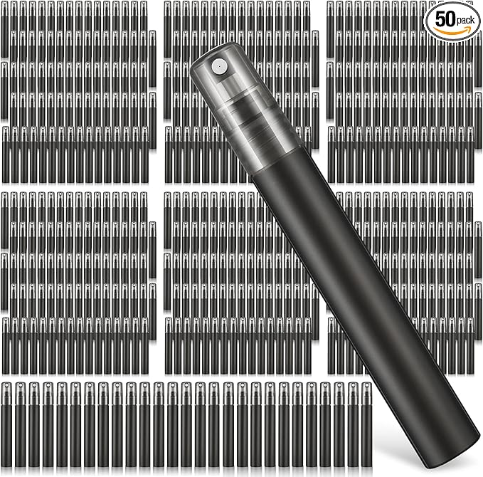 Remerry 10 ml Perfume Spray Bottles Plastic Travel Refillable Mini Bottles for Women Small Fine Mist Sprayers Portable Frosted Perfume Sprayers Empty Atomizer for Essential Oil (50 Pcs)