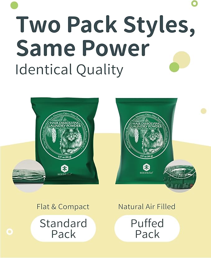 FurGone × Seedshub Pet Hair Odor & Stain Remover for Laundry, 96.7% Hair Dissolution, Based Powder Detergent for Clothes, Bedding, Effective Dog & Cat Hair Remover, 6-Month Supply, Septic Safe