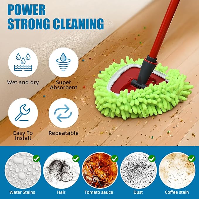 YWSHF Spin Mop Heads Replacements for Ocedar Easywring 1 Tank System 2 Pack Microfiber Mop Pad Spin Mop Refill for O Cedar Mop Head Replacement