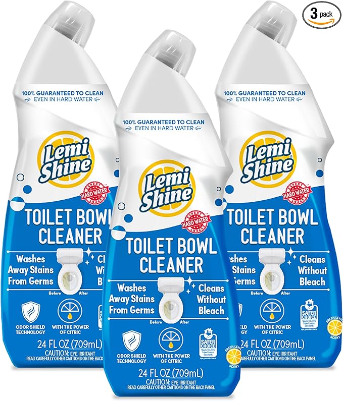 Lemi Shine Toilet Bowl Cleaner - Bleach-Free Toilet Cleaner - Removes Tough Stains and Odor - 24 fl oz (3 Pack)