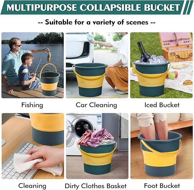 Collapsible Bucket 4.5 Gallon/17L Large Plastic Household Cleaning Mop Buckets Foldable Water Bucket for Car Wash Fishing Camping Beach (Blue)