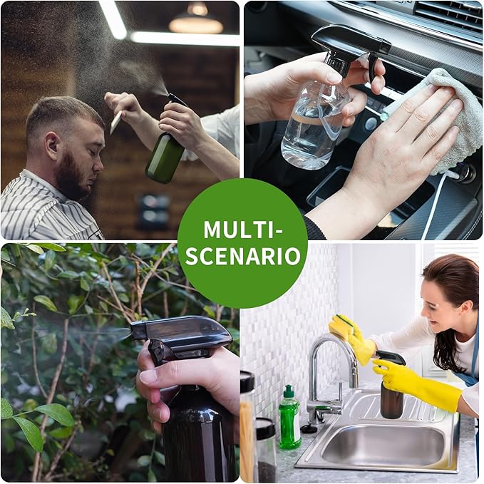 2-Pack Leakproof Spray Bottles (300ml/10oz) - Adjustable Nozzle for Fine Mist & Jet Stream | Premium Refillable Plastic Bottles for Hair Styling, Plant Misting, Cleaning Solutions (Clear)