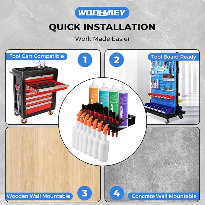 Wall Mounted Spray Bottle and Detailing Brush Holder, Garage Spray Bottle Rack and Wall Mount Tool Organizer for Car Detailing, Auto Detailing Bottle Holder