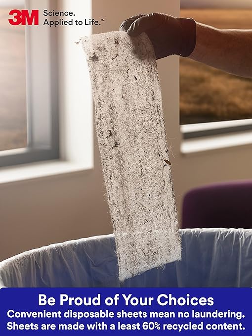 3M Easy Trap Sweep and Dust Sheets, 2 Rolls of 250 5" x 6" Sheets (500 Sheets), Disposable Easy Sweep Floor Duster, Picks Up 8x More Dirt, Dust, Sand, Hair, Works on Dry or Wet Surfaces, 55655W