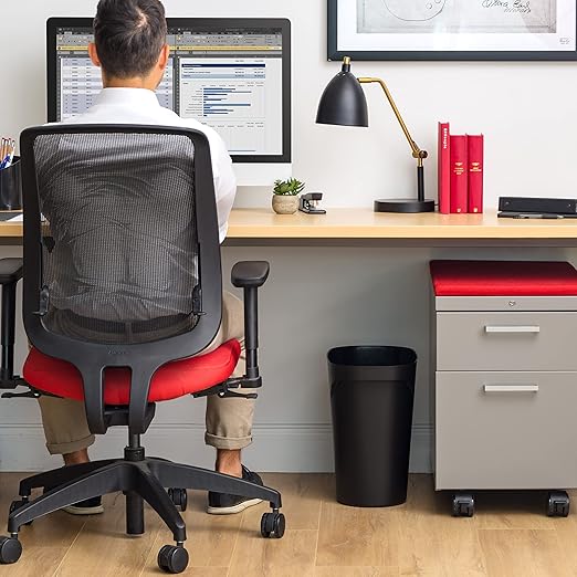 IRIS USA Small Trash Can Wastebasket with Handle, 6 Gallon / 24 Quart, 3-Pack, for Bathroom, Office, Bedroom, Under Sink, Kitchen, Garbage - Black