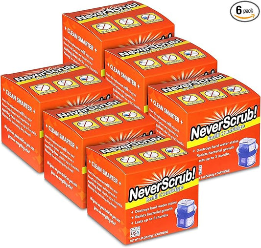 Self Cleaning Toilet System Replacement Cartridge, 1.65 oz, Lasts Up to 3-5 Months Continuous Toilet Bowl Cleaning - 6 Pack