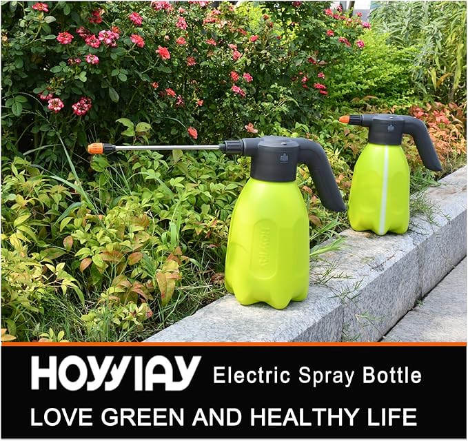 0.5 Gallon Electric Spray Bottle - Garden Sprayer & Plant Mister with Adjustable Nozzles, Rechargeable Battery Powered, Automatic Watering Can for Indoor/Outdoor Plants