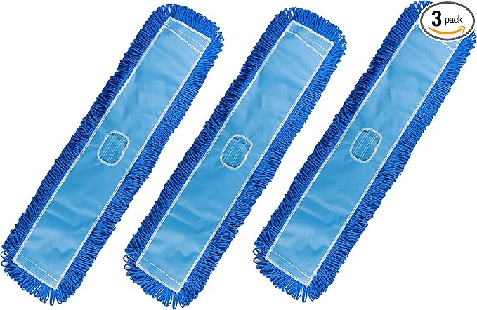 Matthew 36'' Microfiber Loop Dust Mop Washable Commercial&Residential Heavy Duty Mop Head Replacement Premium Absorbent Industrial Dust Mop Refill Pads for Hardwood, Office,Garage and Hotel -3Pack