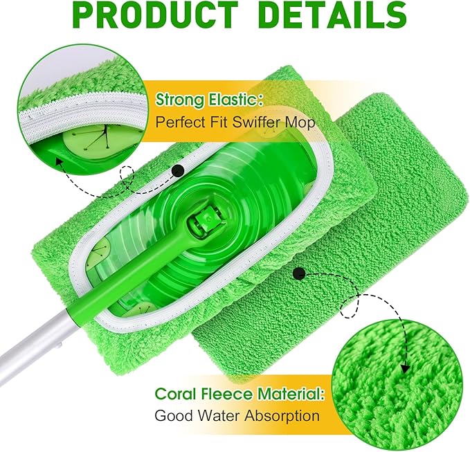 14Pcs Reusable Microfiber Mop Pads Compatible with Sweeper Mops,Dry Sweeping Cloths & Wet Mopping Pads Refills,Washable Mop Pads for Floor Cleaning