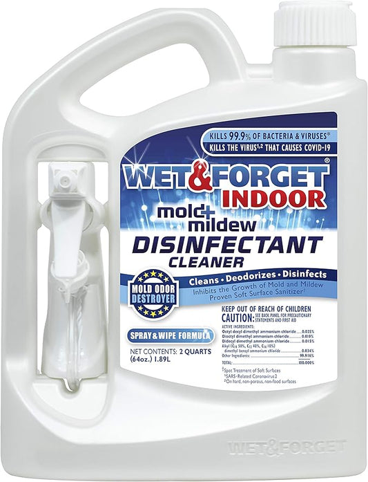 Wet & Forget Indoor Mold and Mildew All-Purpose Cleaner Deodorizes, Disinfects, Kills 99.9% of Bacteria and Viruses, Ready to Use, 64 Fl. Oz.