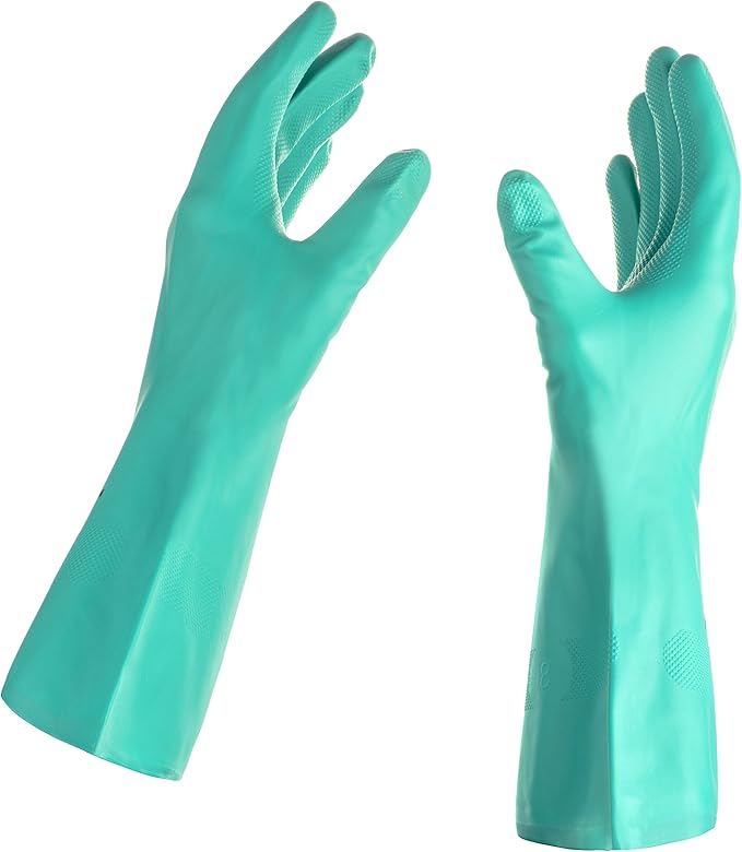 TUSKO PRODUCTS Best Nitrile Rubber Cleaning, Household, Dishwashing Gloves, Latex Free, Vinyl Free, Reusable not Disposable, Extra Small XS, (12 Pairs)