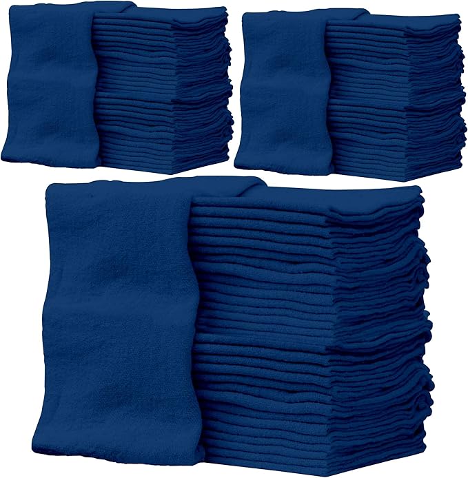 ZUPERIA Cotton Shop Towel – Multipurpose Cleaning Cloths (14" x 12" - Pack of 150 - Blue) Reusable Shop Rags for Automobiles, Industrial, Restaurants, Garage, and Homes