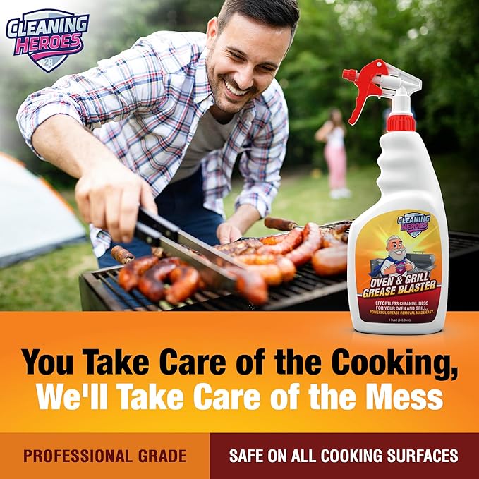 Oven and Grill Cleaner, 32 Fl Oz - BBQ Cleaner and Degreaser - Perfect for Air Fryers, Stoves, Baked-On Grease and Food Buildup